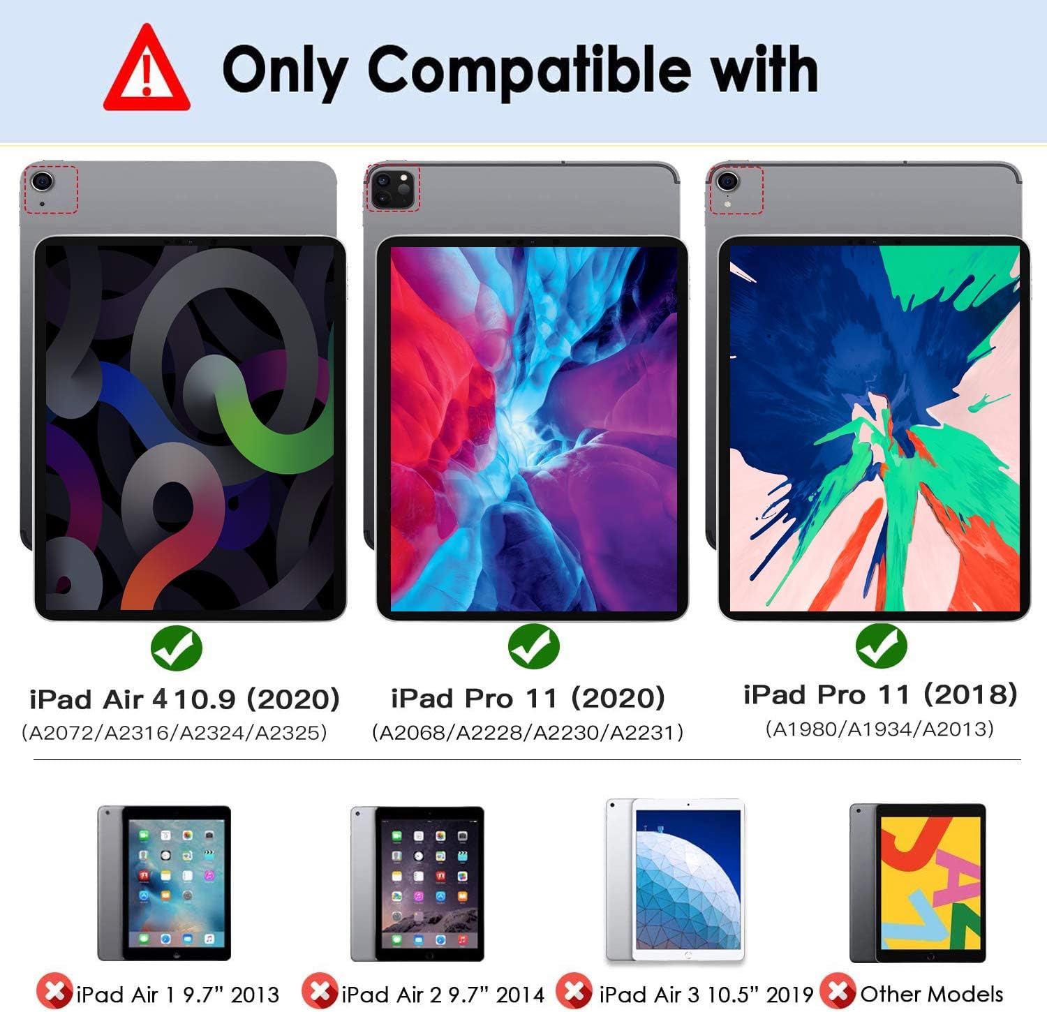 For iPad Air 11 (M4 2026/M3 2025/M2 2024) Case/iPad Air 10.9 4th 2020/5th 2022 Generation 360 Rotating Stand Multi-Angle Viewing Auto Wake/sleep Smart Folio Kids Friendly Protective Cover (BLACK) - Image 3