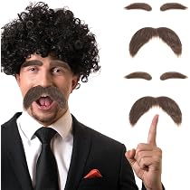 Self-Adhesive Fake Mustache Set – 3-Piece Black Mustaches, Party Costume Prop, Novelty