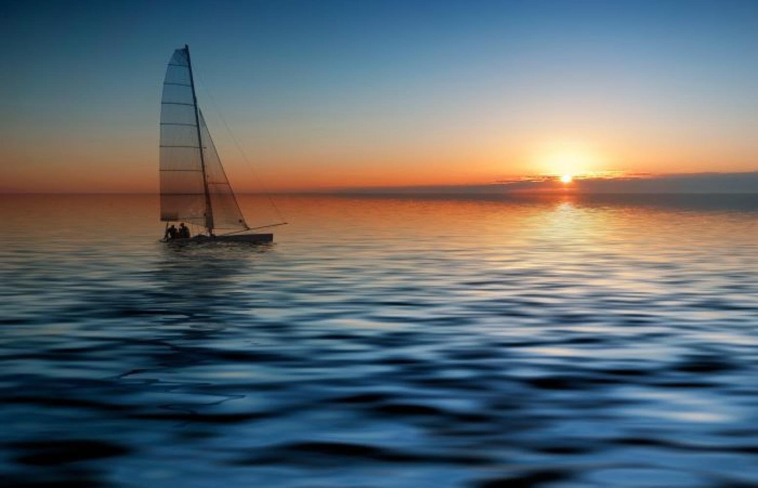 Printed Blue One Piece Posters Sailboats Sailing Ships Sunrise Oil Painting On Canvas Wall Art Picture For Home Decor -- 66585