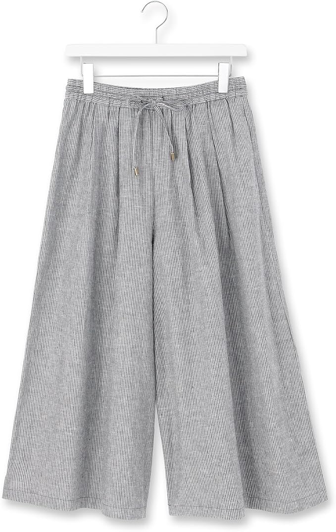 ル ティロワ ドゥ ドレステリア Le Tiroir De Dressterior ナローストライプガウチョパンツ F 03 L ネイビー 393 カプリ クロップトパンツ 通販 Amazon