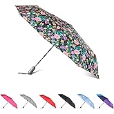 Totes Auto Open/Close Windproof Ultimate Compact Umbrella with UV and Water Repellent Protection