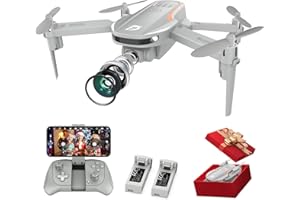 Ficinto Drone with Camera for Adults Kids, 1080P FHD FPV RC Quadcopter Foldable Drones for Beginners, 3D Flips, Altitude Hold, Headless Mode, 2 Batteries, Toys Gifts for Boys Girls, 90°Adjustable Lens