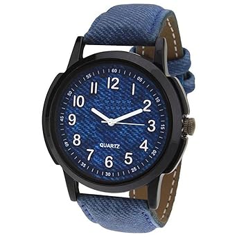 The Shopoholic Analog Blue Dial Blue Leather Belt Watch for Boys Stylish