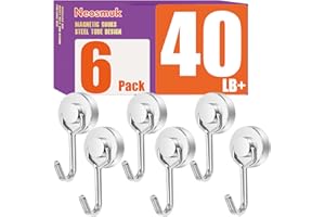 Neosmuk Magnetic Hooks,40lb Heavy Duty Earth Magnets with Swing Hook for Refrigerator, Extra Strong Cruise Hook for Hanging, 