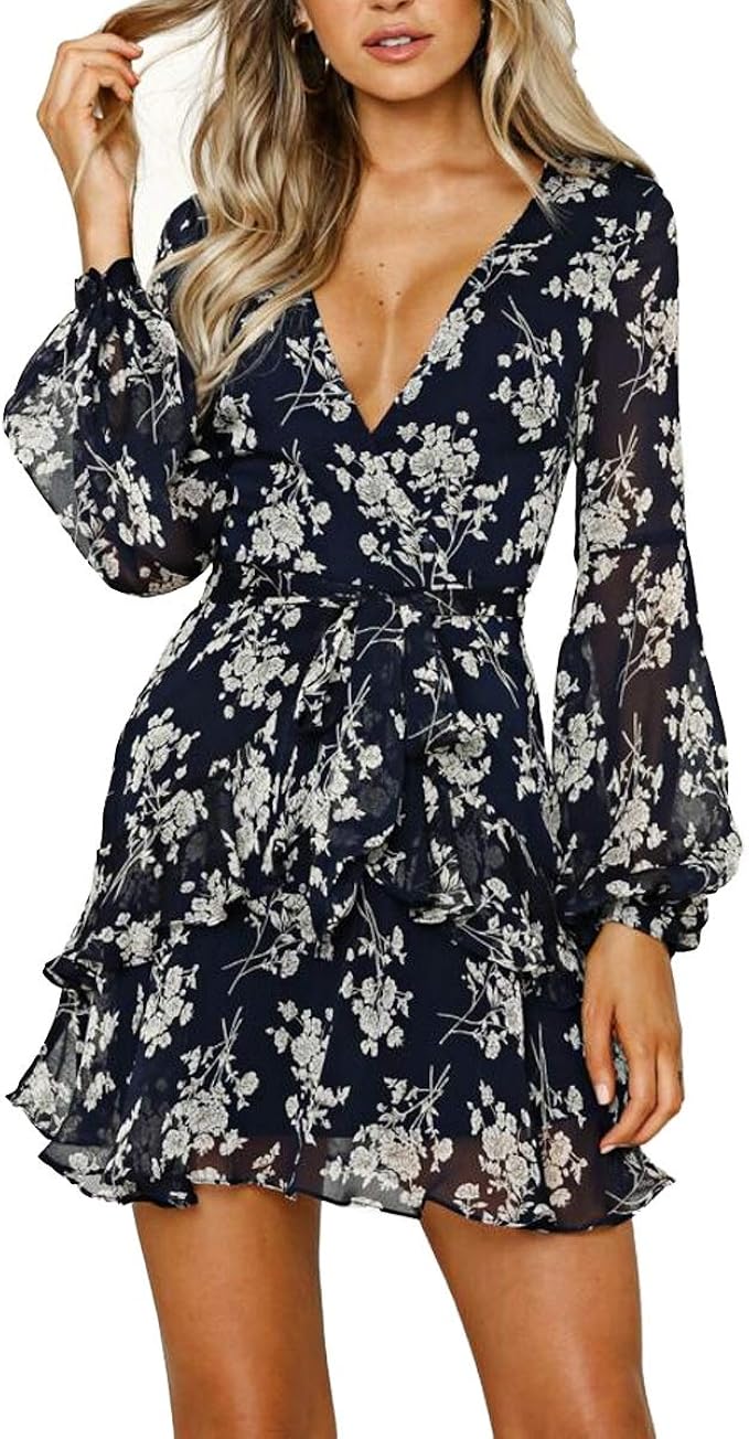 ruffle wrap dress long sleeve