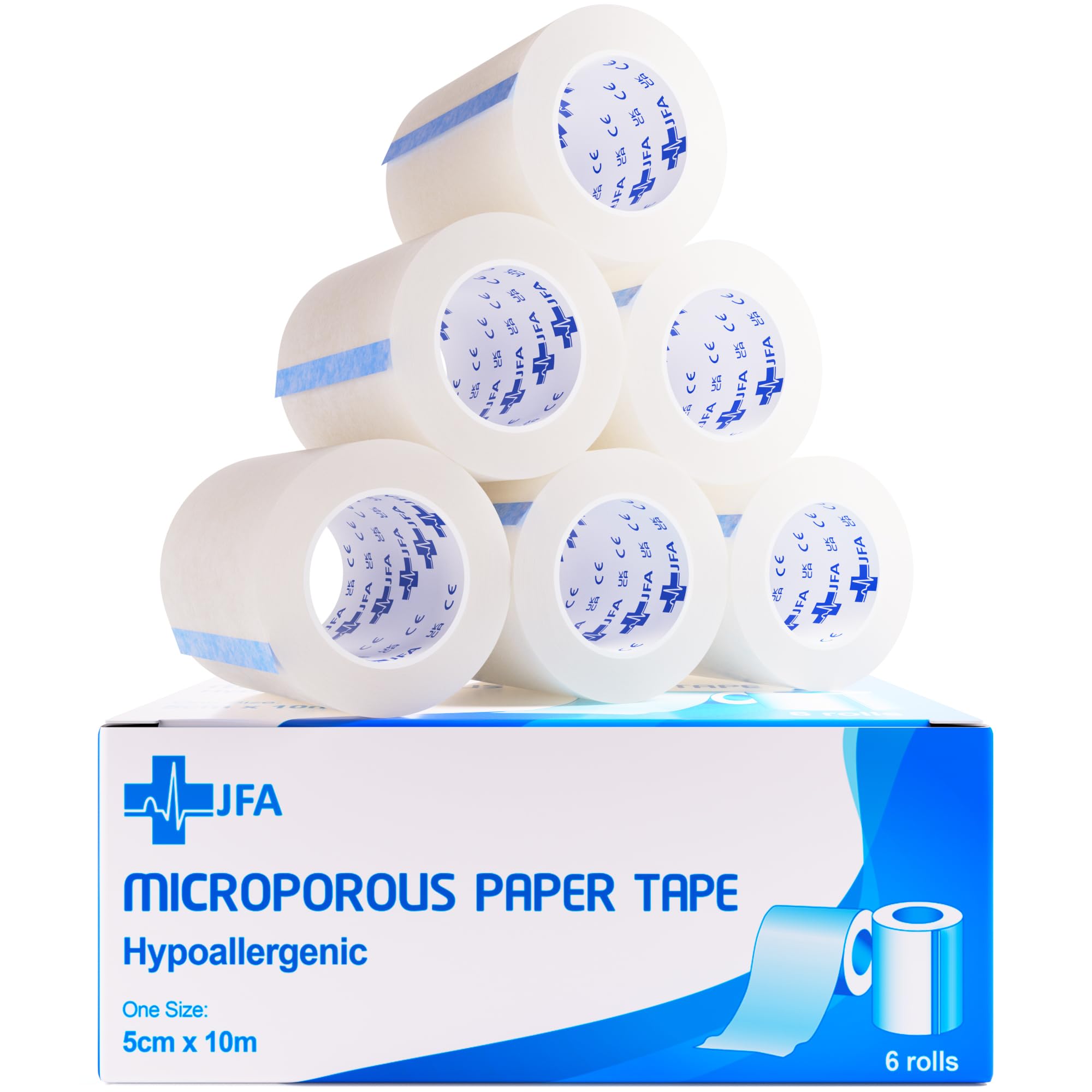 JFA Medical Microporous Surgical Tape First Aid Medical Tape 5cm x 10m - Pack of 6 Rolls