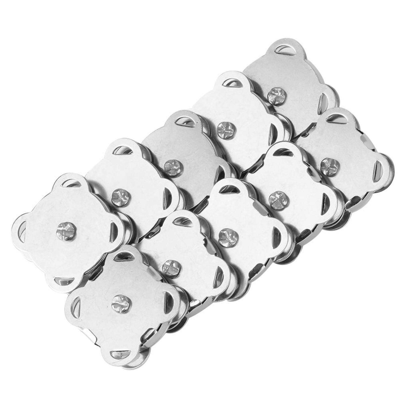 10pcs/Set Metal Magnet Buckle Magnet Bag Buckle Snap Fasteners Buttons DIY Clothing Bag Accessories Scrapbooking Closure Sewing Craft (Silver) Clothing Accessories