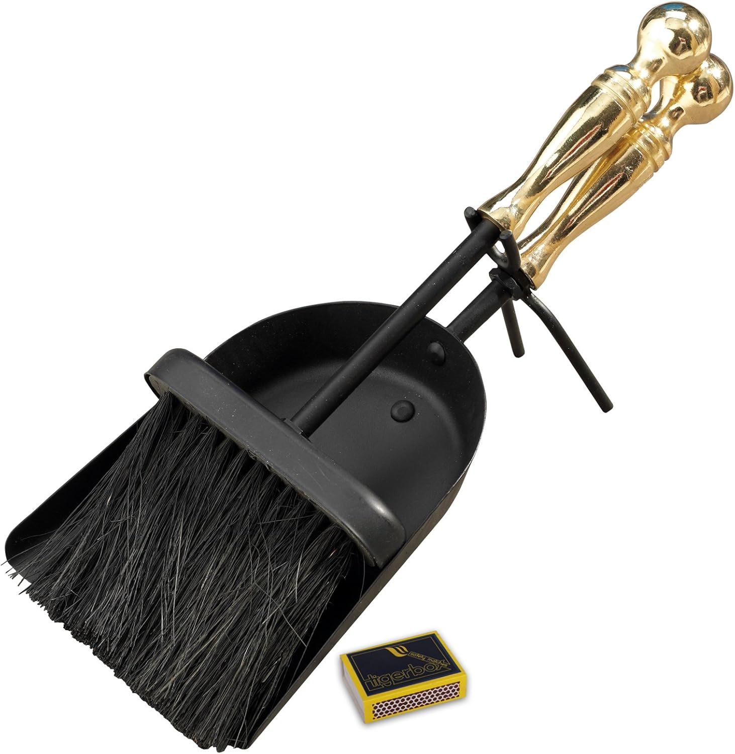 Fireside Premium Quality Black & Brass 2 Piece Hearth Tidy Set Fireplace Accessory Shovel