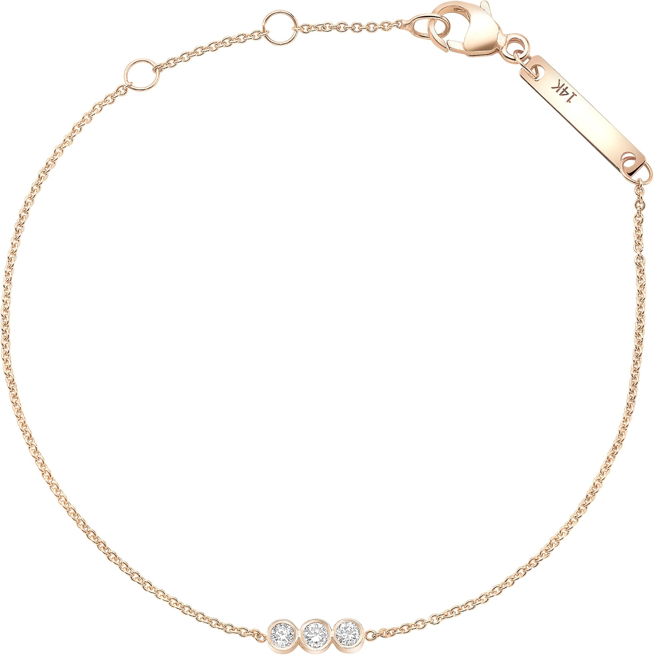 Zoe Chicco Women's Round Three Bezel Bar Diamonds Chain Bracelet