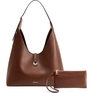 TOPEAST Slouchy Hobo Bags for Women, Large Shoulder Handbag with Wallet,Chic PU Leather Designer Crescent Everyday Tote Purse
