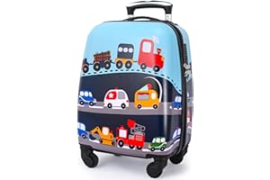 GURHODVO Kids Carry On Luggage Children Rolling Suitcase with 4 Wheels Hardshell Case for Toddler to Travel (Car)
