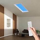 1x2FT LED Blue Sky Light Panel Artificial Skylight for Windowless Rooms | Dimmable Ceiling Decorative Light Fixtures with Remote Control, Feel-Like-Sunlight Panel for Office, Basement, Gym
