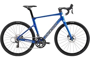 KABON Carbon Road Bike, T800 Carbon Fiber Frame 700C Road Bike with 18 Speeds Drivetrain, Integrated Carbon Handlebar, Disc Brakes Racing Bicycle for Men and Women