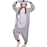 Oiziuzio Cute Koala Costume Koala Onesie Pajamas Halloween Loungewear Jumpsuit Cosplay Costume, Grey