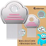 Adamson Lice Comb with Magnifying Glass Stainless Steel Pink