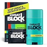 SweatBlock Maximum Clinical Strength Antiperspirant and Deodorant System for Men and Women Hyperhidrosis Aid for Excessive Sweating and Odor 10 DRIBOOST Wipes Plus Unisex Deodorant Stick 2.7 oz