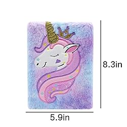 Fuzzy Plush Notebook Journal Cute Rainbow Unicorn