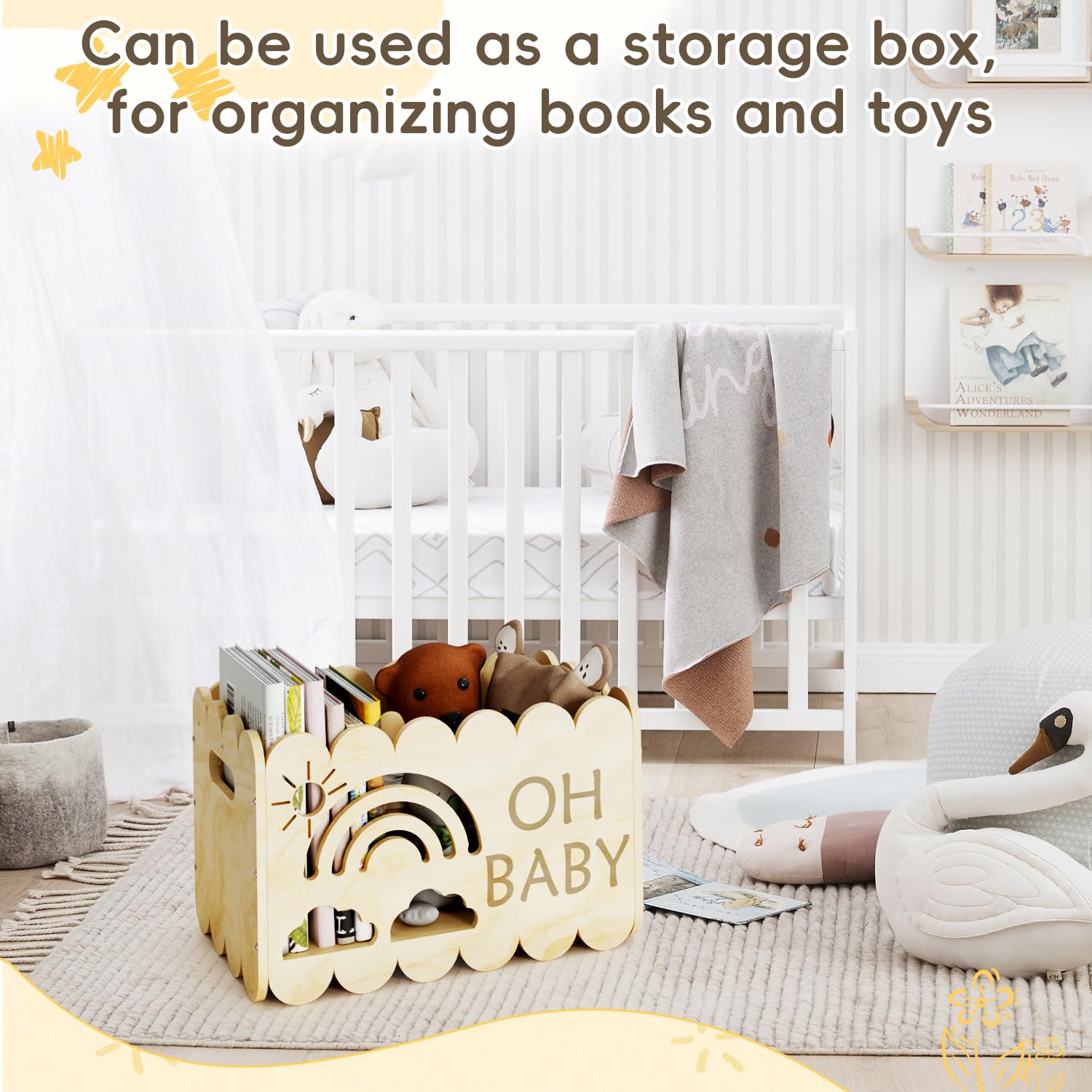 Wooden Baby Shower Crate Closet, Wooden Baby Shower Crate Closet, Boys and Girls for Baby shower wooden basket Gifts, Welcome Baby Gifts, Suitable for Pregnancy Glfts for New Parent