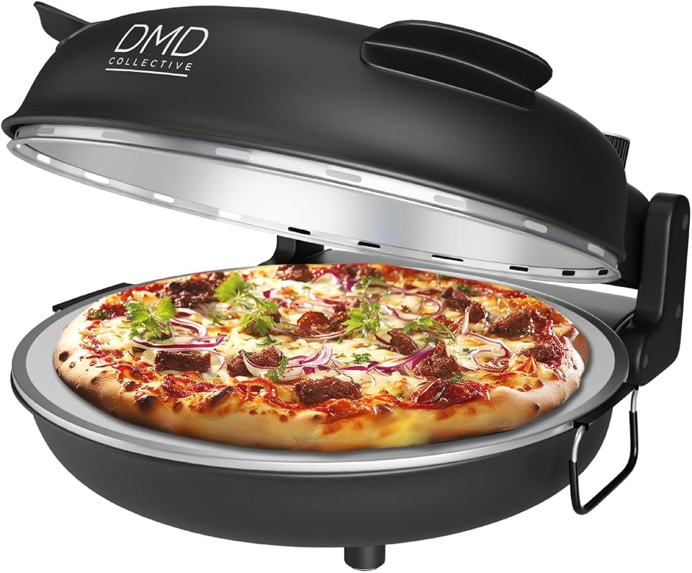 DMD Collective 12" Electric Pizza Oven Stone Base Glass Window 2 Paddles