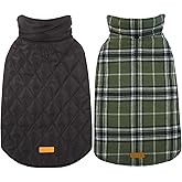 Kuoser Warm Dog Coat, Waterproof Dog Coats for X-Small Dogs, Adjustable Durable Doggie Winter Jacket Reversible Cozy Puppy Cold Weather Apparel from Small to Large Breed, Green XS