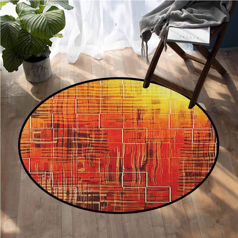Burnt Orange Round Children's Rug Modern Mosaic Art Texture