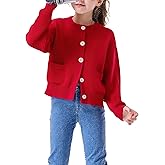 Hvididan Girls Cardigan Sweater School Uniforms Toddler Long Sleeve Button Knit Solid Sweaters Tops