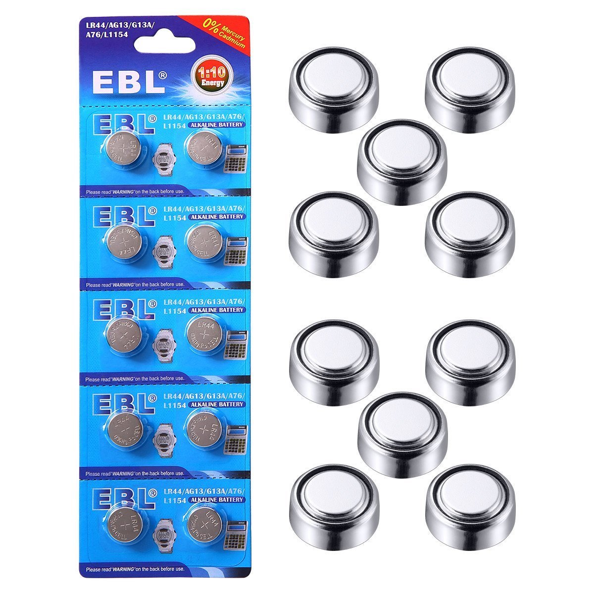 EBL 20 Stück LR44 AG13 G13A A76 L1154 357A Alkaline Knopfzelle Batterien