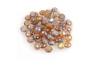 SHINY STONE Reflective Round Glass Marbles Beads,Glass Pebbles Gravel,Vase Fillers Beads Chips for Fire Pit Fish Tank Aquarium Succulent Garden Decoration,17-19mm(2/3''-3/4''),335g/0.78lbs (Light Amber)