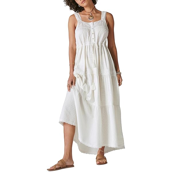 Amazon.com: Lucky Brand Women's Paisley Tiered Maxi Dress, Aragon Multi, S  : Clothing, Shoes & Jewelry