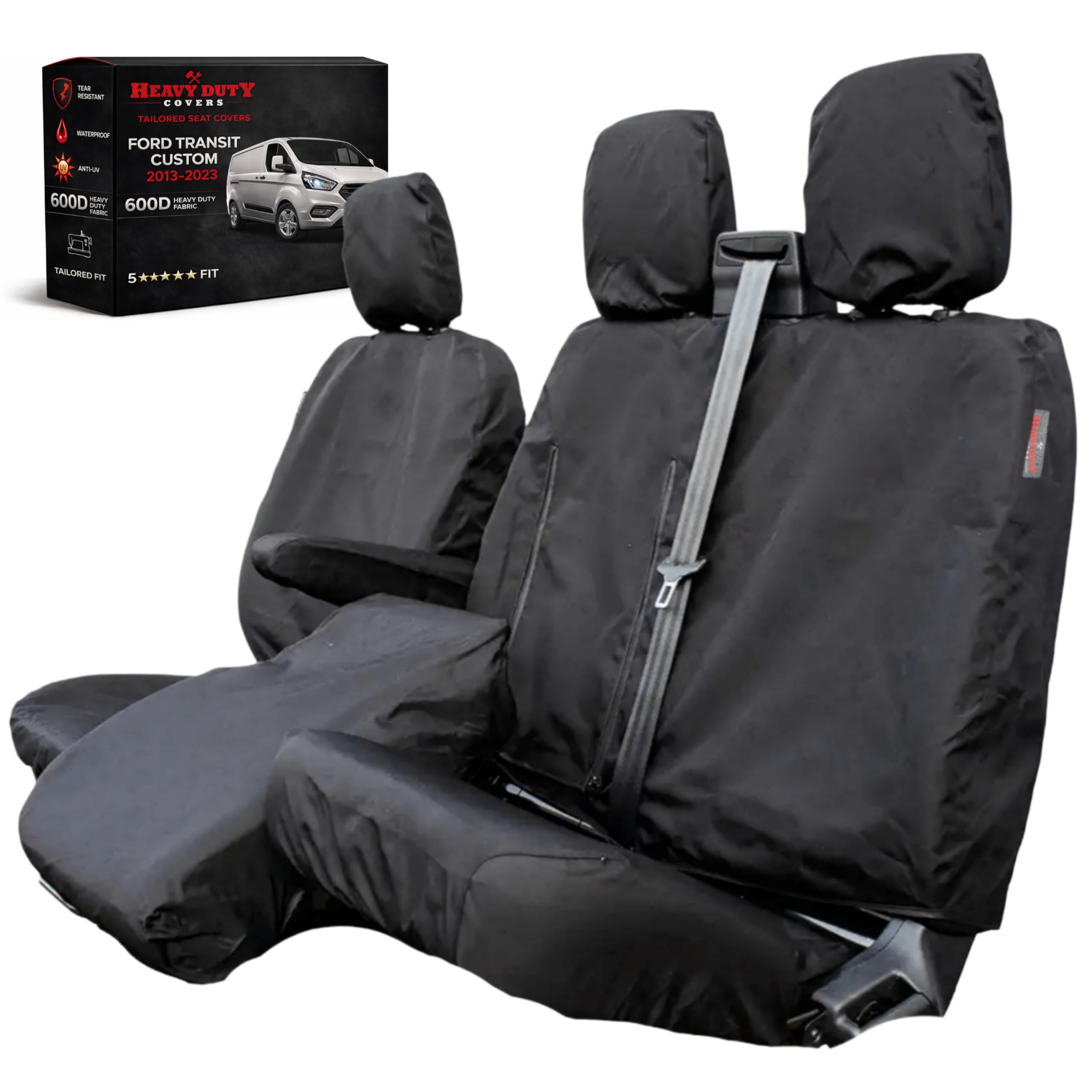 Tailored Waterproof Heavy Duty Seat Covers to fit the Ford Transit Custom 2013-2023 | Driver & Double Passenger