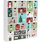 SAND MINE Wooden Christmas Advent Calendar with 24 Drawers, Countdown to Christmas, Refillable Wooden Advent, White
