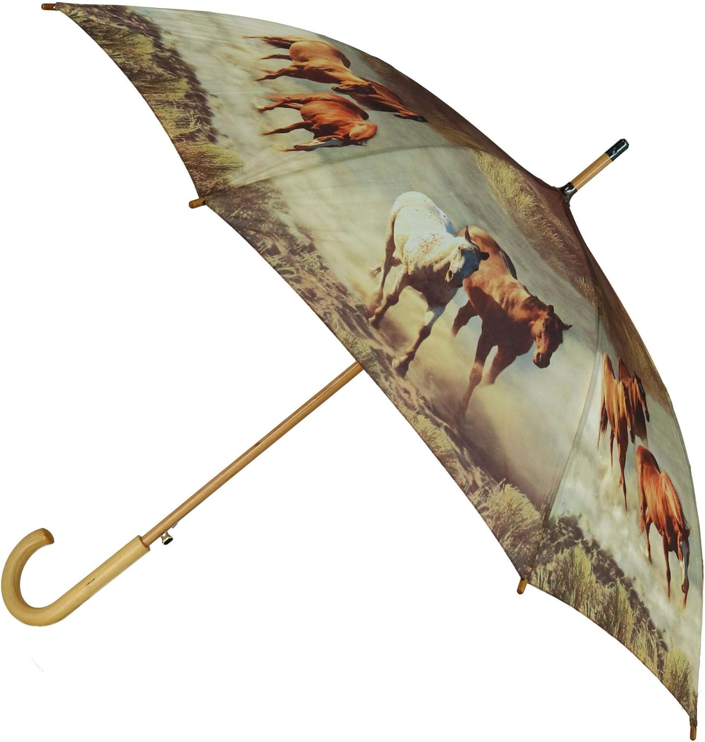 CTM Women's Auto Open Horse Print Stick Umbrella, Tan Amazon.co.uk Clothing