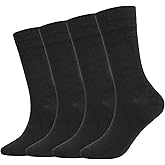 BampooPanPa Dress Socks for Men, 4 Pairs Comfortable Crew Moisture Wicking Men Socks, Seamless Stretchy Casual Sports Socks