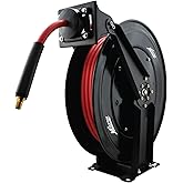 Milton 2760-50D - Steel Dual Arm Auto-Retractable Air Hose Reel, 3/8" x 50 ft. Rubber Hose - 300 Max PSI , Black