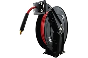 Milton 2760-50D - Steel Dual Arm Auto-Retractable Air Hose Reel, 3/8" x 50 ft. Rubber Hose - 300 Max PSI , Black