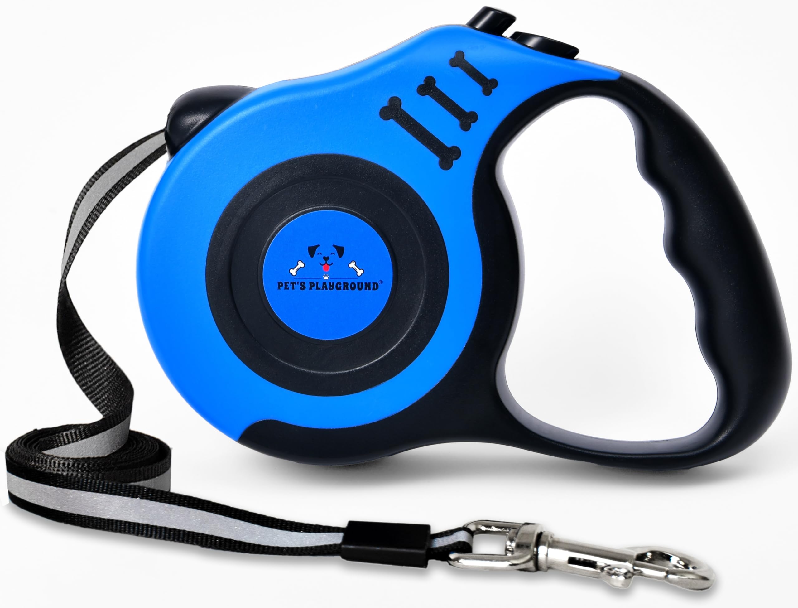 Pet's Playground | Retractable Dog Lead For Small Dogs & Puppies | Glow In The Dark Puppy | Heavy Duty Leash | Blue | 5M