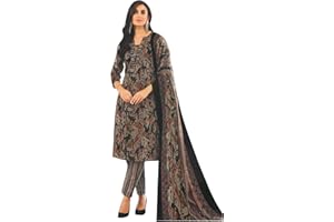 ladyline 100% Cotton Cool Printed Salwar Kameez with Pants Style Bottom and Lawn Dupatta | Ethnic Indian Pakistani Outfit