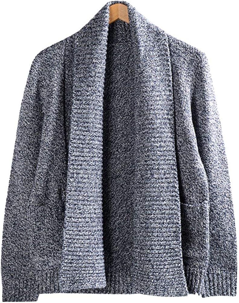 Men Cardigan Cardigan with Shawl Long Collar Sweaters Slim Knitted