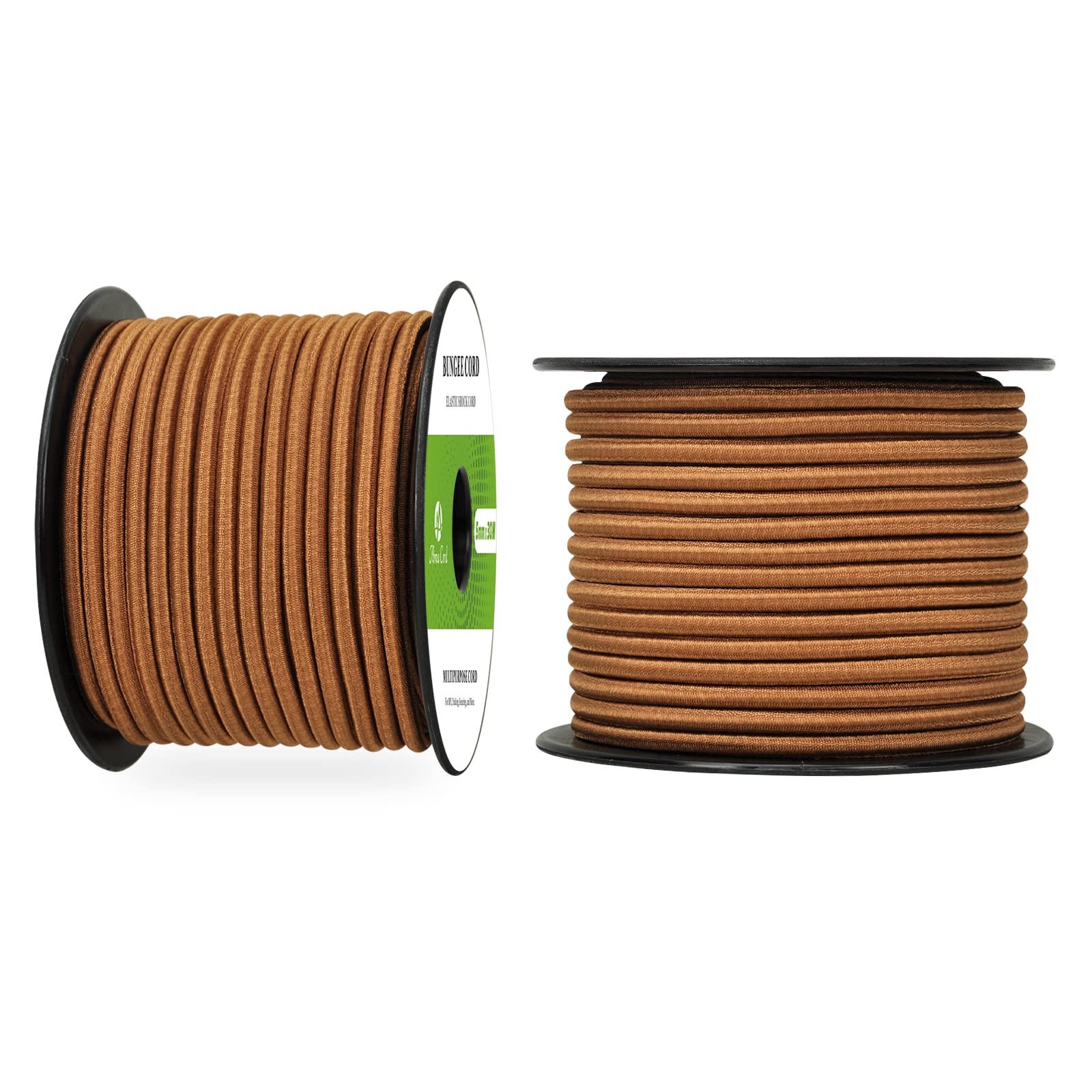Abma Cord Bungee Cord 5mm 30M Elastic Shock Cord 100% Stretch Elastic Bungee Rope for Tarpaulin, Trailer, Backpack, Tent Pole, Kayak - Brown
