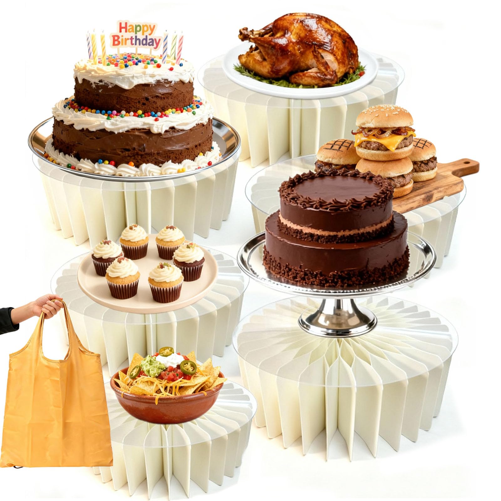Photo 1 of COLTUPWZ 6 Pack Buffet Risers,Cupcake Stand Food Risers Display Stands,Foldable Cake Display Stands for Dessert Table, Display Party ,Cakes and Pastries