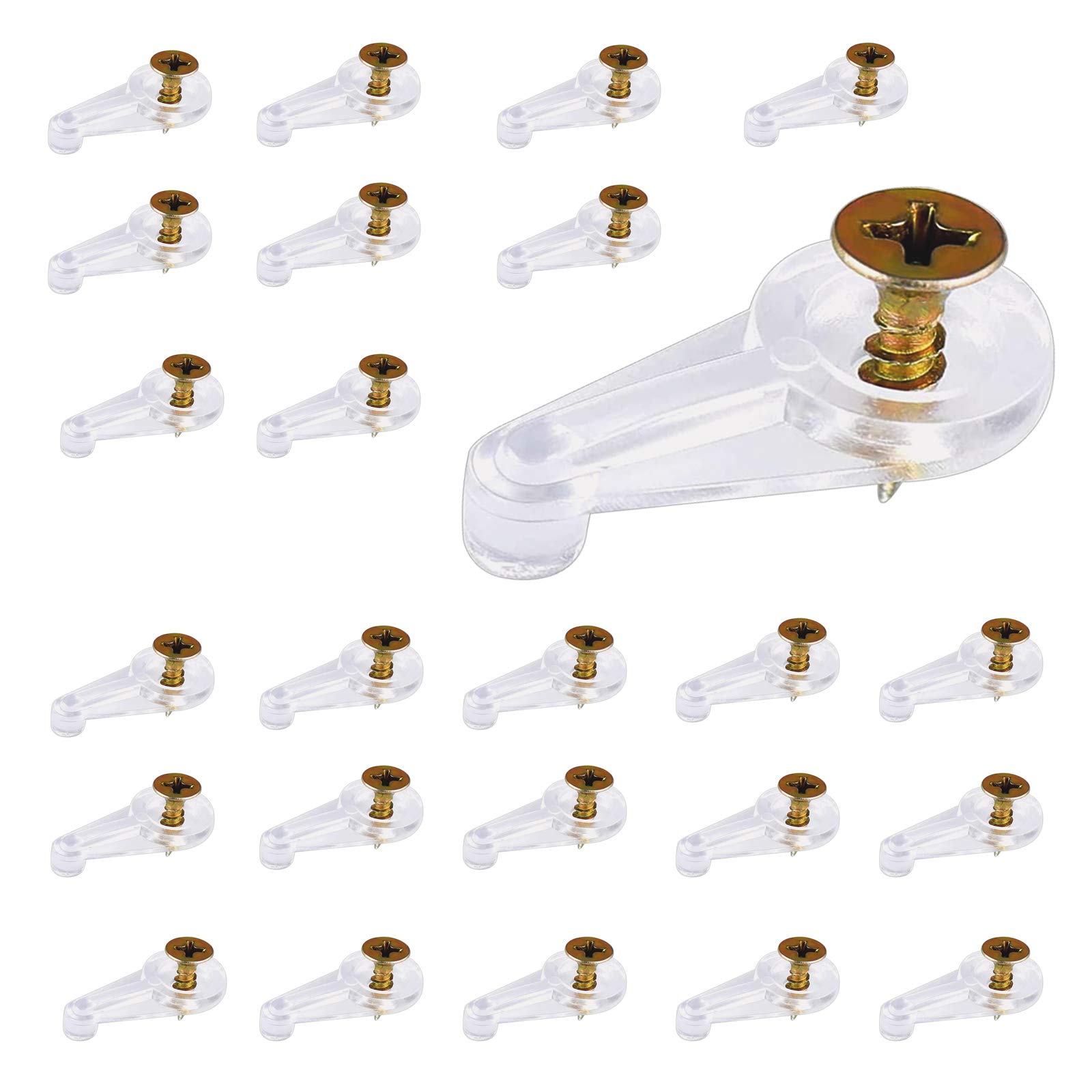 50 Pack Glass Door Retainer Clips Kit YUTOU Plastic Glass Panel Clips with Screws Clear Mirror Holder Clips for Fixing Windows Glass Cabinet Door