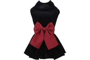 MAMORE Pet Dresses for Small Dogs Cats Girl, Cute Princess Bowknot Dress Puppy Shirt All Weather Skirt Clothes Cat Apparel for Birthday Wedding Party Holiday (X-Small, Velvet Black)