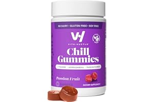 VitaHustle Chill Gummies for Stress Relief, 300 mg KSM 66 Ashwagandha, L-Theanine, Vegan, Mood Gummies, Balance Cortisol, Focus (Passion Fruit) 50 Count