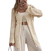 SHEWIN Crochet Cardigans for Women Lightweight Tie Front Sweater Hollow Out Summer Beach Cardigans for Women 2026
