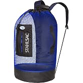 Stahlsac Panama Mesh Backpack: Convienent 103L size, ideal for dive gear, dry pockets, BLUE