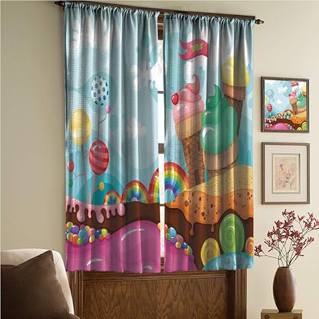 Amazon 窓用カーテン カラフル アパート柄 寝室 リビング 子供部屋 子供部屋用 カーテンパネル パネル2枚 円錐型 水彩 夏 季節 画像 ライトピンク 108wx73l Inch Fscggdcl 274wx185l Cm カーテン オンライン通販