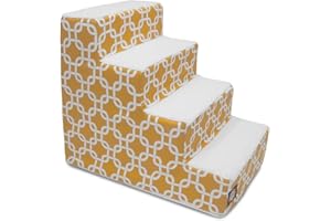 Majestic Pet Portable Pet Stairs | Soft Sherpa Steps Foam Feeling | Steps for Dogs & Cats | Dog & Cat Ramp | Perfect for Bed & Sofa | Indoor Only | Max Weight: up to 250 Lbs, 4 Step, Links Yellow