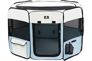 X-ZONE PET Portable Foldable Pet Dog Cat Playpen Crates Kennel/Premium 600D Oxford Cloth,Removable Zipper Top, Indoor and Out