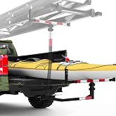 Truck Bed Extender Hitch Mount, 2-in-1 Adjustable Kayak Hitch Rack | Heavy Duty Hitch Extender with Reflective Tapes &amp; Stabilizer, for Pickup Truck, Van &amp; SUV, Kayak Canoe Ladder Lumber Pipes
