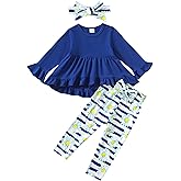 Kucnuzki Baby Girl Clothes Toddler Girl Outfit Ruffle Sleeve Shirt Floral Pant Set Fall Winter Clothing for Girl